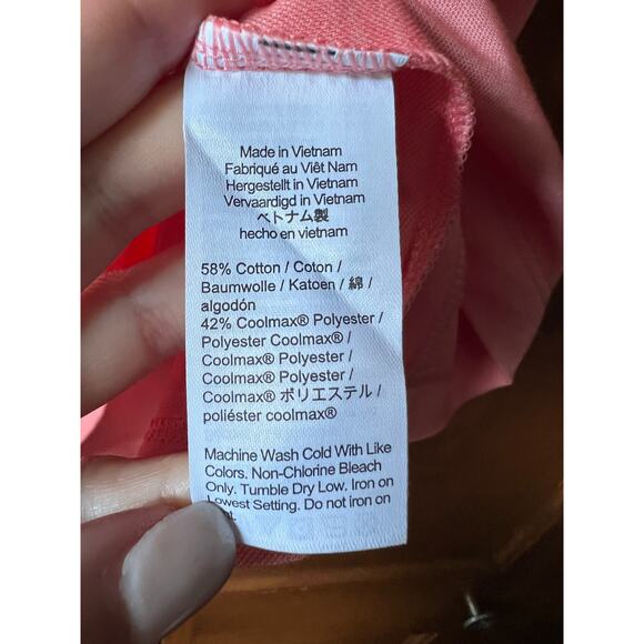 NWT J. Crew Men's Performance Polo Shirt With COOLMAX Grapefruit Pink Size L - Picture 9 of 12